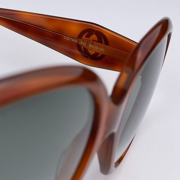 NEW GUCCI LOGO GG0796S 003 Havana Gray Gradient Geometric Women Sunglasses - Picture 9 of 12